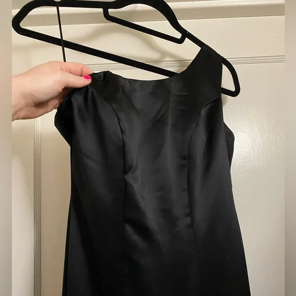 Vintage y2k Black Satin Mermaid Fishtail Evening Gown Prom Dress barbiecore noir - Picture 14 of 17